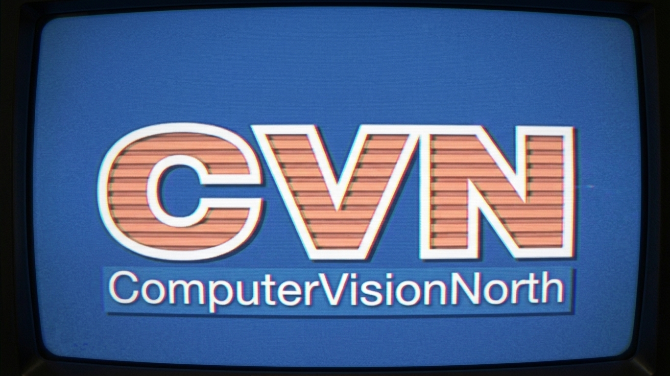 CVN ComputerVisionNorth on a vintage blue television screen